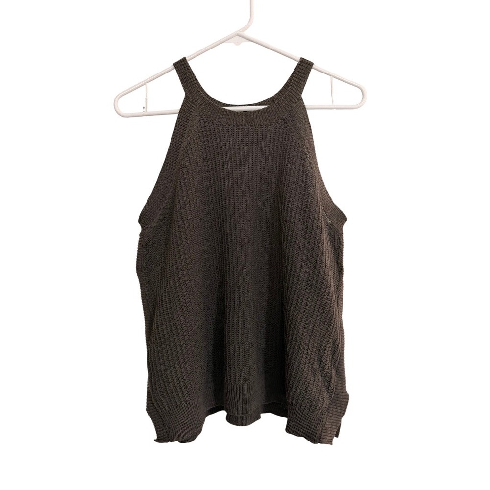 Prologue Womens XXL Ribbed Knit Tank Top Sleeveless Sweater Gray Basic Casual